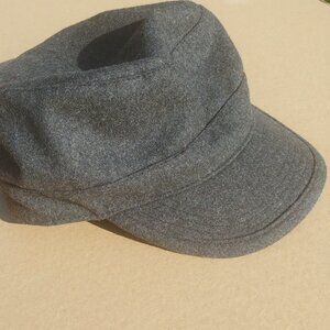 Men's grey wool blend cap hat with brim